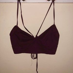 Kendall & Kylie Maroon Suede Bra Top